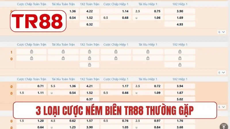 3 loại cược ném biên TR88 thường gặp