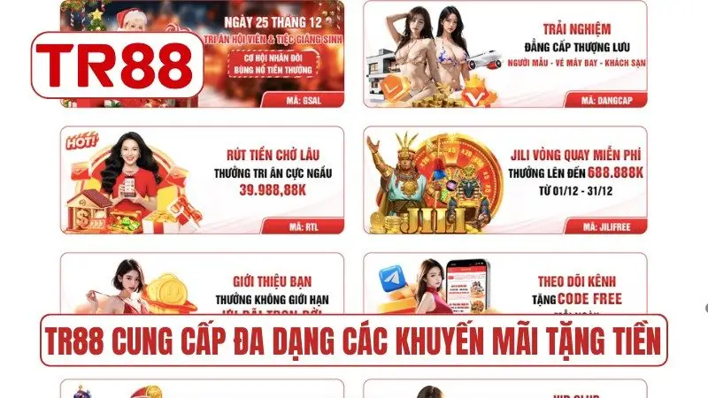 TR88 cung cấp đa dạng các khuyến mãi tặng tiền